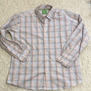 FORSYTH OF CANADA L non iron button-down bright  striped shirt, 💯 cotton